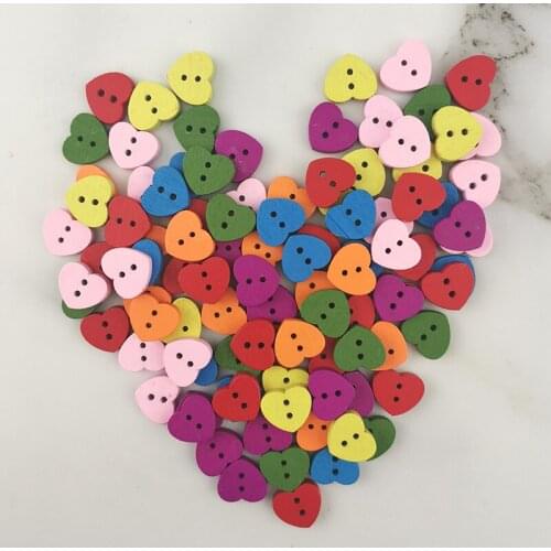 100 Pcs) 2 Holes Mixed Colors Wood Buttons Maker For Craft Round Sewing Scrapbook Handwork DIY Home Decoration Point Design