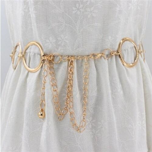 1Pcs Retro Womens Waist Chain Gold Silver Metal Lady Belts Women Belt Dress Accessories Belly Waist Chain Body Jewelry