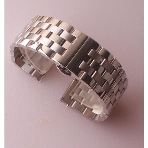High Quality Stainless Steel Watchband Curved End Silver Bracelet 16mm 18mm 20mm 22mm 24mm Solid Band for brand Watches men new