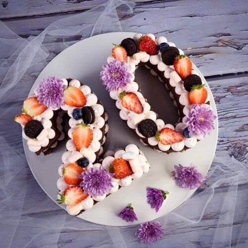 SHENHONG PET Plastic Cake Mold 8/10/12 Inch Numerals Stencils With Knife Piping Tips Pastry Bag Birthday Dessert Decorating Tool