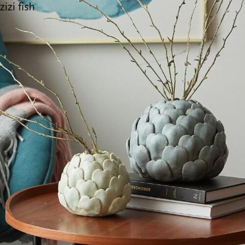 Modern Home Decoration Ceramics Desktop Vase Ornaments Flower Arrangement Container Fleshy Shape Hydroponic Vase Decor Vases