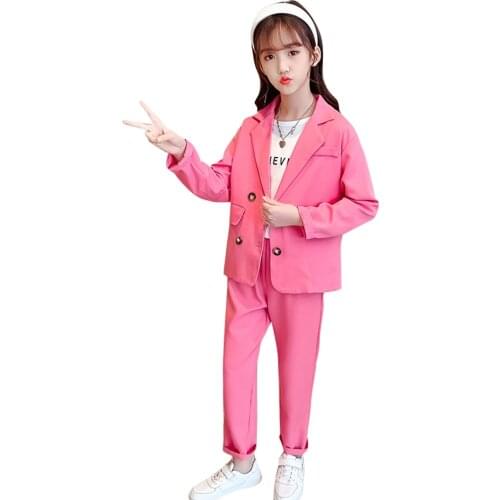 Girls Suit Set Jacket + Pants Tracksuits For Girls Spring Autumn Clothes For Girls Casual Style Tracksuits For Children