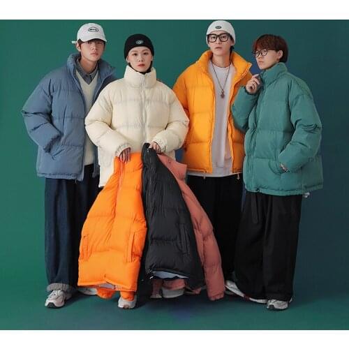 Warm mens winter jacket 2021 thick solid color padded winter coat men winter parka windbreaker outwear womens winter jacket