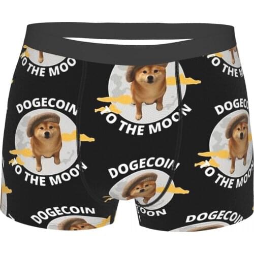 Dogecoin Doge Coin Coin To The Moon Underpants Homme Panties Male Underwear Sexy Shorts Boxer Briefs
