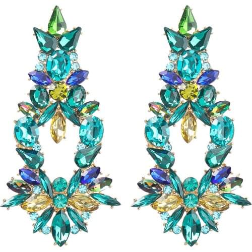 Vintage Multicolors Resin Rhinestone Dangle Earings Jewelry For Women Maxi Daily Collection Earrings Accessories Hot Sale