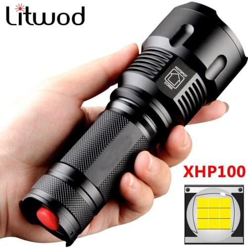 XHP100 High Quality Led Flashlight Cree 18650 26650 AA Battery Torch XHP50 XM-L2 U3 T6 Zoomable Aluminum Alloy Lantern