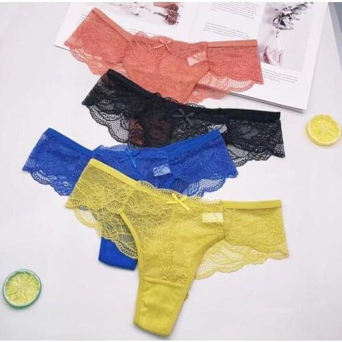 3 Pcs/Lot Female Clothing Transparent Sexy Lace G String Womens Thongs Underwear M L XL 9419