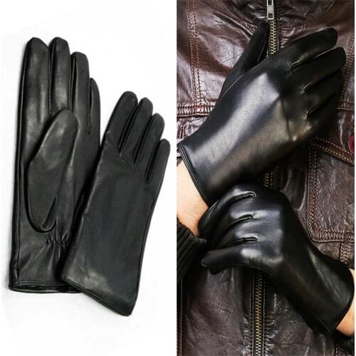 Winter Mens Genuine Leather Gloves 2021 New Brand Touch Screen Gloves Fashion Warm Black Gloves Sheepskin Mittens