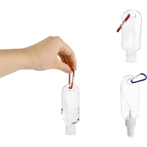 1PC 30ml 50ml Reusable Portable Mini Size Alcohol Spray Bottle Hand Sanitizer Travel Small Size Holder Hook Keychain Carrier New