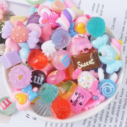 10Pcs Candy Slime Supplies Accessories Phone Case Decoration for Slime Diy Filler Miniature Resin Cake Fruits Candy Chocolate