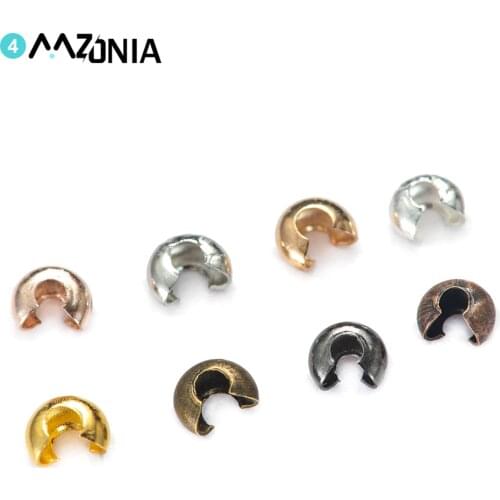 100pcs/lot 3 4 5 mm Copper Round Covers Crimp End Beads Dia Stopper Spacer Beads For Jewelry Findings DIY Making Supplies