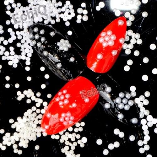 1000pcs 1.5mm 2mm White Off-white Pearls Gems Nail Art Tips Pearl 3D Fashion Acrylic Beads Pearl Manicure DIY Nails Decoration