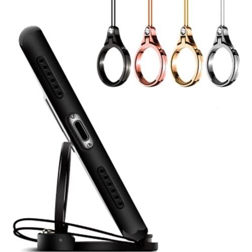 Lanyard Strap Phone Ring Desk 2 in 1 Grip Holder Metal Phone Support Phone Stand Desktop Mobile Phone Ring Holder