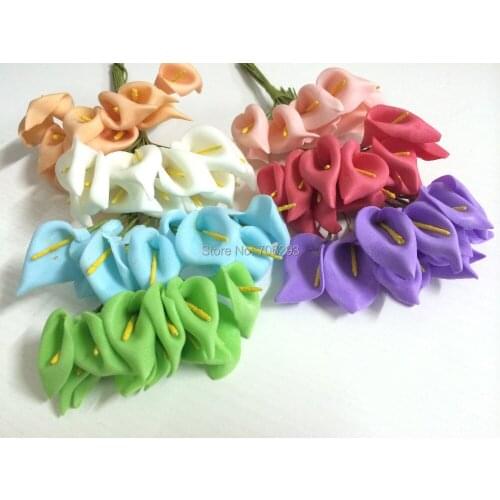 2014 NEW2.5CMX144PCS/ bag 7different colours Mulberry Calla Lily Paper Flower Bouquet/Scrapbooking Flower simulation flowers PE