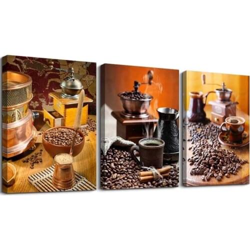 3Pcs DIY Diamond Painting Cross Stitch Of Retro Coffee bean Triptych Home Art ,Modern Mosaic Decor,Diamond Embroidery Crafts