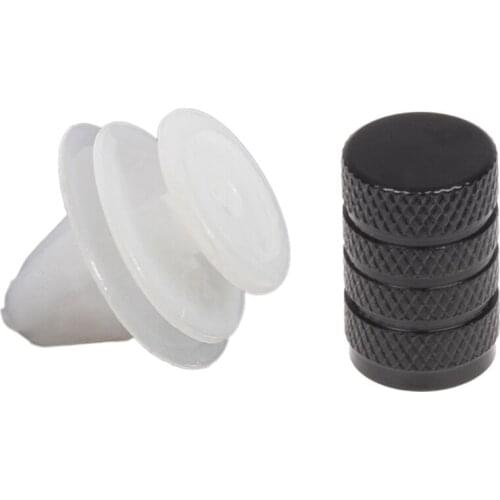 4 Pcs Black Car Vehicle Tyre Tire Valve Stem Cap & 10x Car door panel mounting clips white for Peugeot 206 207 1007 307