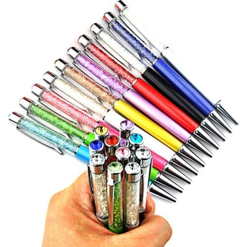 500pcs/Lot Creative Crystal Diamond Ballpoint Pen Metal Advertising Gift Pen Free Custom Logo School Office Stationery Wholesale