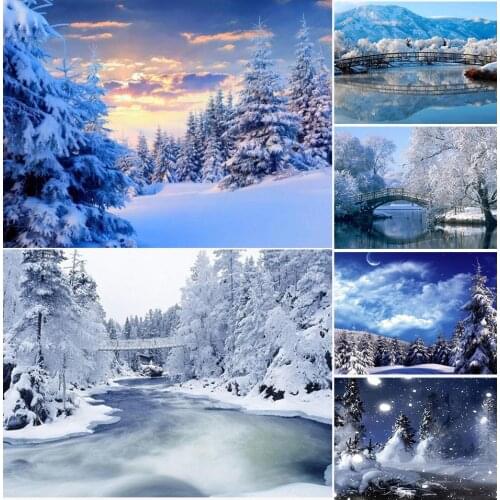 5D DIY Diamond Painting Full Square Scenery Winter Diamond Embroidery Tree Picture Of Rhinestones Mosaic Crystal Home Decor Gift