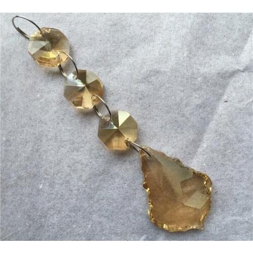 Free Shipping 38mm Maple Leaf Droplet, 50pieces/Lot CRYSTAL Bead Champagne Color for Chandelier Part,Lighting Accessories Parts