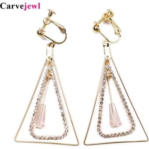 Carvejewl drop dangle earrings crystal rhinestone glass beads triangle pendant earrings For Women jewelry new Korean earrings