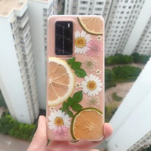 Real Fruit Case for Sammung Galaxy S20 + S10 E 9 8 7 Note20 Ultra 10 A71 A51 5G 70 50,Cute Summer Orange Floral Phone Back Cover