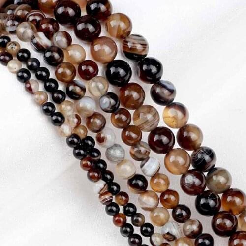 Black Natural Stones Carnelian Striped Agates Loose 8mm/6mm/4mm Beads For Jewelry Making DIY Bracelet Accessories Dropshipping