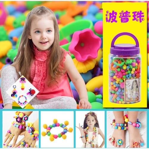 Children Cordless Popper Beads DIY Beaded Bracelet GIRLS Toy Flexible Bead Cordless Bracelets Necklace