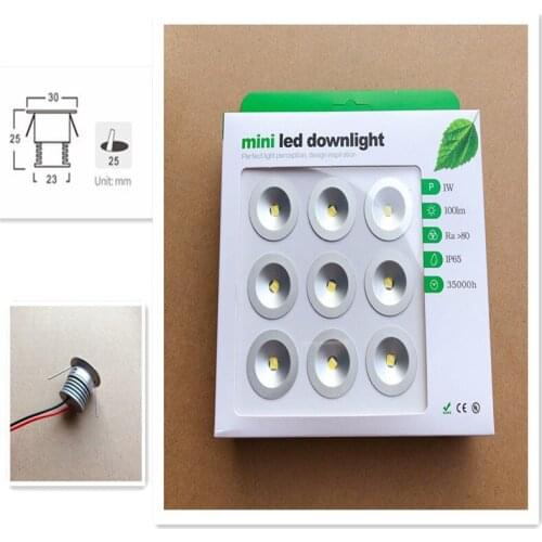 Diameter 30MMDC12V 1W LED MINI Downlight Bridgelux Chip Waterproof IP65 LED Spot Light LED Cabinet Light LED Downlight 60 Degree