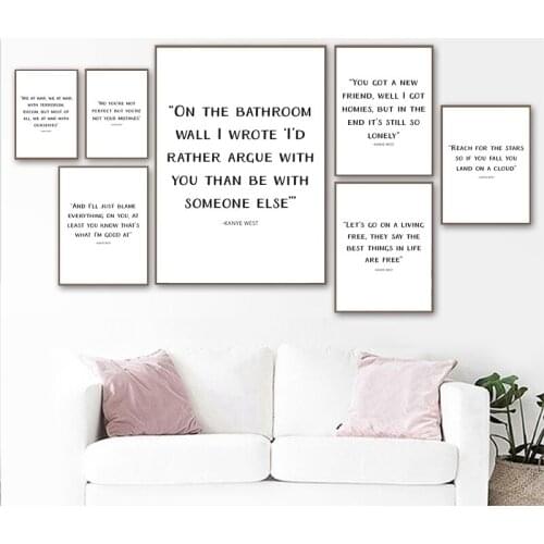 Kanye West Rap lyrics Quote Canvas Art Print Modern Black White Minimalism Kanye West Hip Hop Print Wall Picture Home Room Decor