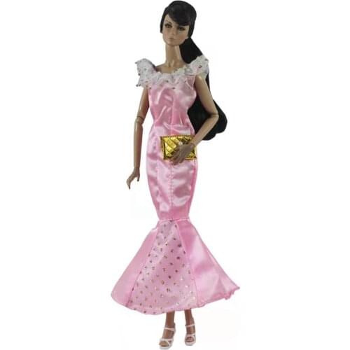 Classic Pink Mermaid 11.5" Doll Clothes For Barbie Dress Princess Sequin Fishtail Party Gown 1/6 BJD Accessories Kids Toys Gifts