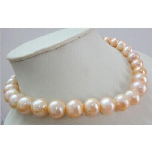 Beautiful NEW HOT 18" 9-10mm pink pearl necklace