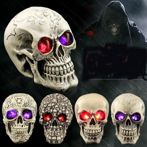 Liviorap LED Head Skull Statue Figurine Demon Evil Home Decoration Accessories Scary Halloween Party Decorations