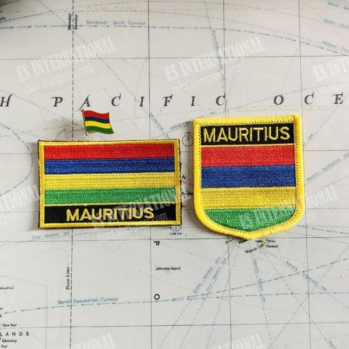 National Flag Embroidery Patches and Metal Flag Lapel Pin MAURITIUS