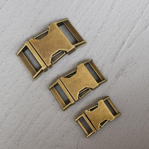 50 Pcs 15/20/25mm Metal Buckle Side Bronze Release Curved Belt Buckle for Bag DIY Paracord Buckles Bracelet Trinket Bracelet