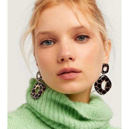 Shell Bay Fashion Jewelry metal Gold Earrings For Women metal Yellow green Black Earrings Snake pattern Geometric Punk Earrings