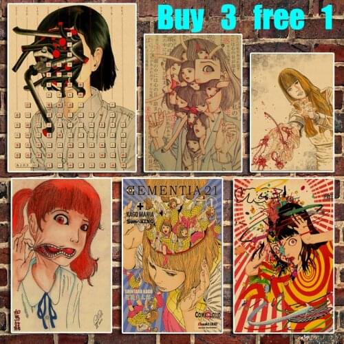 New Taro Horror Cartoon Series Retro Kraft Paper Poster Bar Office Cafe Home Art Decoration
