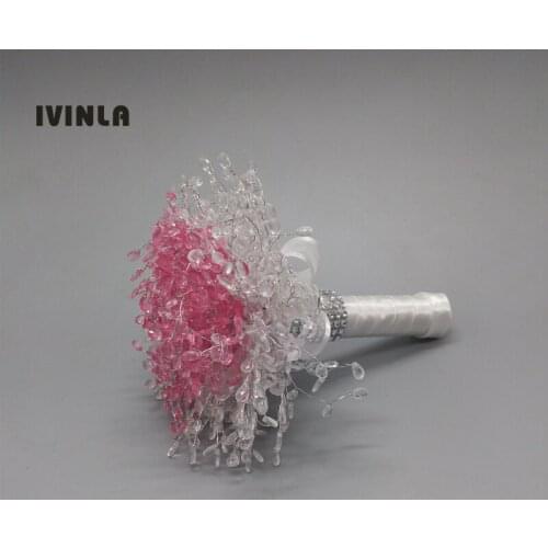 New pink and white/ aubergine wedding bouquet/bridesmaids bouquet great brooch alternative wedding flowers beaded bouquet