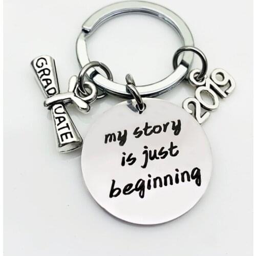 Oeinin Simple Keychain Man My Story Is Just Beginning KeyChain Bags Bog/girl Zin Alloy Letter Color KeyRing Pendant Accessories