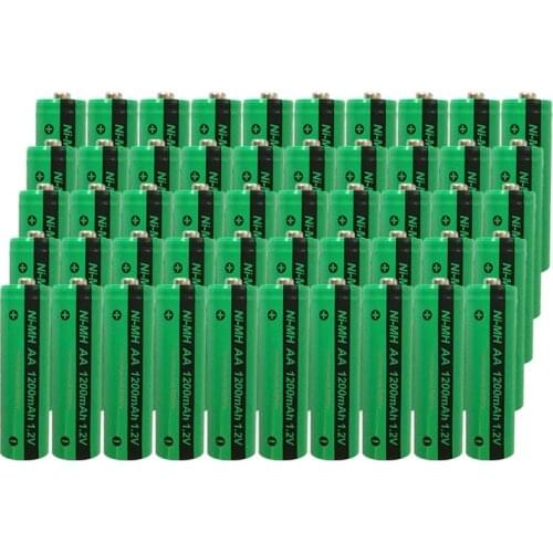 Wholesale PKCELL 50 x NiMH AA Rechargeable 1200mAh 1.2V Ni-MH Industrial Battery Batteries Bateria Button Top