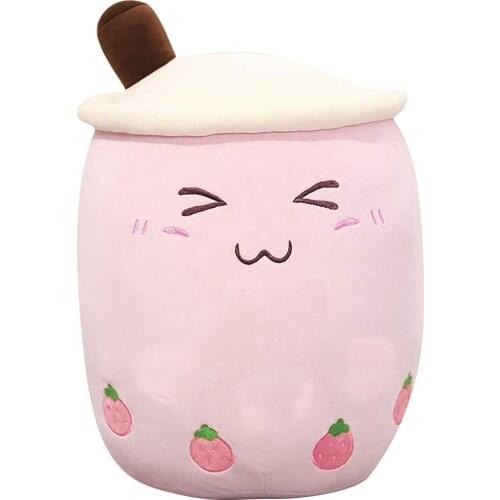 24cm Cute Cartoon Real-Life Bubble Tea Cup Shaped Pillow Super Soft Back Cushion Kids Toys Birthday Gift Stuffed Funny Toys