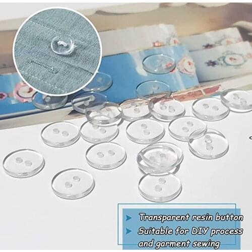 9mm-23mm Transparent Clear Resin Buttons Apparel Findings 2 Holes Sewing Scrapbooking Accessories Component DIY Needlework