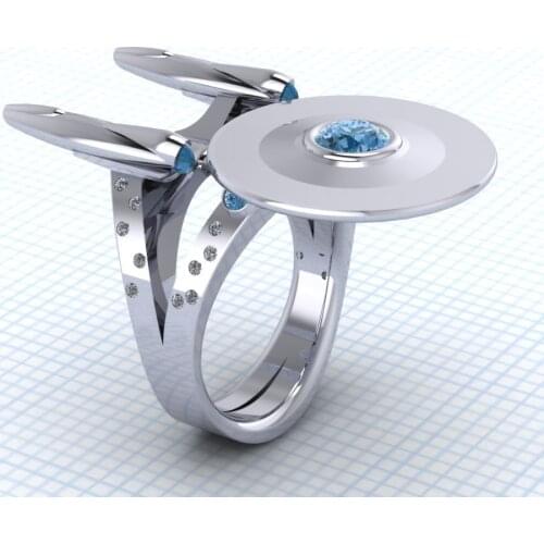 Luxury and exquisite S925 two-color aggressive geometric jewelry ladies engagement wedding gift ring