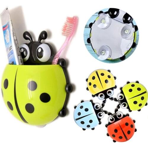 Cartoon Ladybug Storage Rack Toothbrush Holder Bathroom Storage Shelf Organizer Bathroom Accessories Shelves Plastic Containers