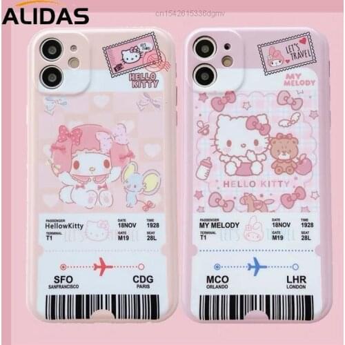 Sanrio Hello Kitty My Melody Ticket IMD Y2k Cartoon Phone Case For IPhone 12Pro Max 11 7 8 Plus X XR XS SE Soft Cover