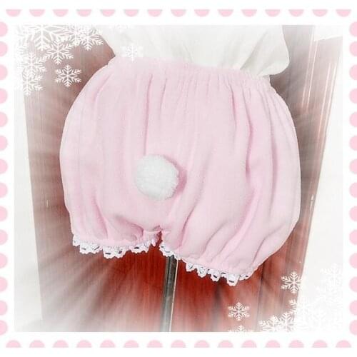 Japanese Kawaii Lolita Lace Candy Color Plush Bottoming Shorts Soft Sister Rabbit Tail Hair Ball Pumpkin Shorts Women Shorts