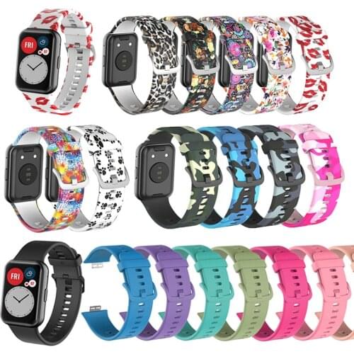 Printing Silicone Strap For Huawei Watch Fit Smart Watches Soft Sport Waterproof Wrist Band Watchband Bracelet Accessories