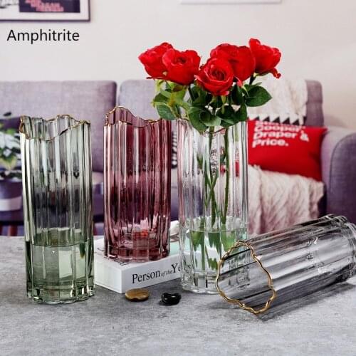 Nordic Creative Simplicity Glass Vase Line Gold Vases Irregular Flowers To Room Be Dry Flower Bottle Bar Garden Deco Terrarium