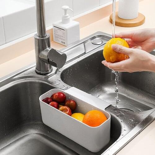 Kitchen Sink Drain Rack Soap Sponge Holder Rack Plastic Hanging Storage Basket Faucet Organizer Shelf