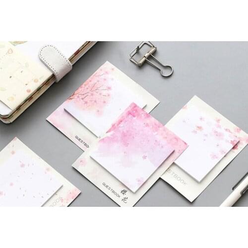 30pcs/pack Japanese Style Beautiful Cherry Notes Notepad Stationery School Supplies Material Small Fresh Sticky Notes Memo