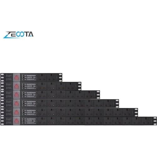 PDU Power Strip Cabinet Distribution Unit UK Outlets Plug Socket Lightning Surge Protection Dual Break Switch 2m Extension Cord